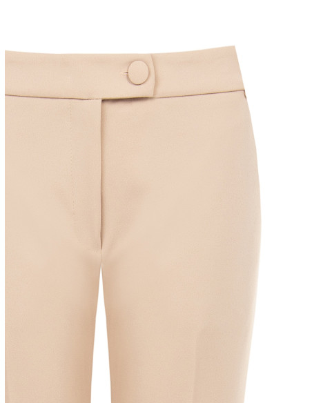 Pantalon cigarette en crêpe scuba avec bouton assorti « Rinascimento »