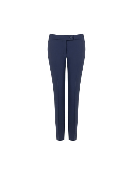 Pantalon cigarette en tissu Cadi avec bouton métallique ton sur ton « Rinascimento »