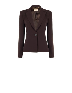 Fitted Cadi Fabric Blazer with Tone-on-Tone Metal Buttons by Rinascimento