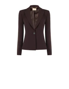 Fitted Cadi Fabric Blazer with Tone-on-Tone Metal Buttons by Rinascimento