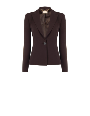 Giacca Blazer Sfiancata In Tessuto Cadi Con Bottone Tono Su Tono In Metallo Rinascimento