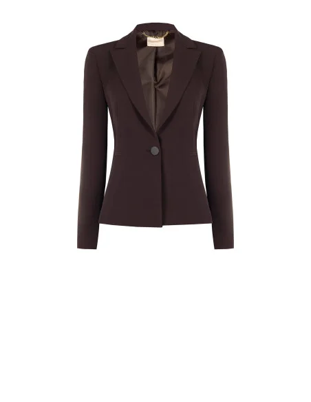 Fitted Cadi Fabric Blazer with Tone-on-Tone Metal Buttons by Rinascimento