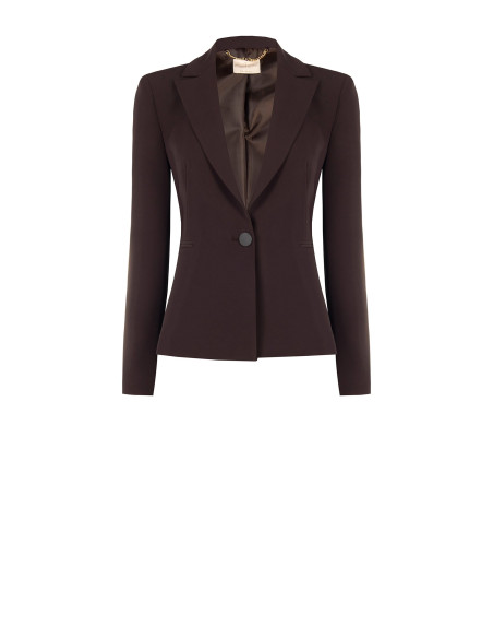Giacca Blazer Sfiancata In Tessuto Cadi Con Bottone Tono Su Tono In Metallo Rinascimento