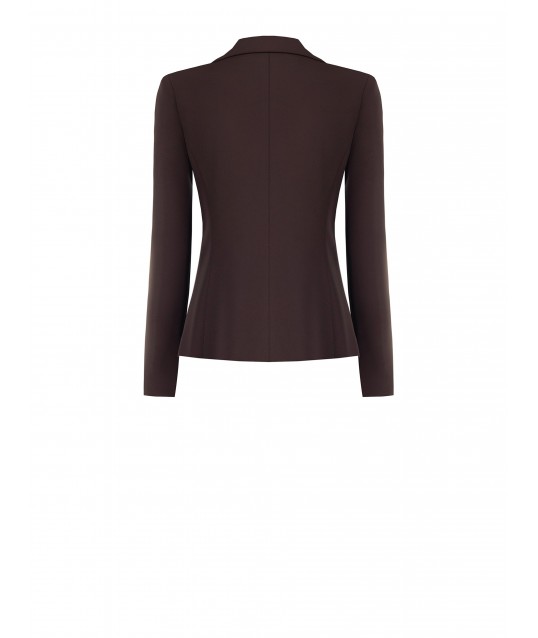 Fitted Cadi Fabric Blazer with Tone-on-Tone Metal Buttons by Rinascimento