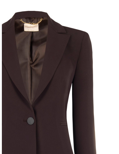 Veste blazer cintrée en tissu Cadi avec bouton ton sur ton en métal « Rinascimento »