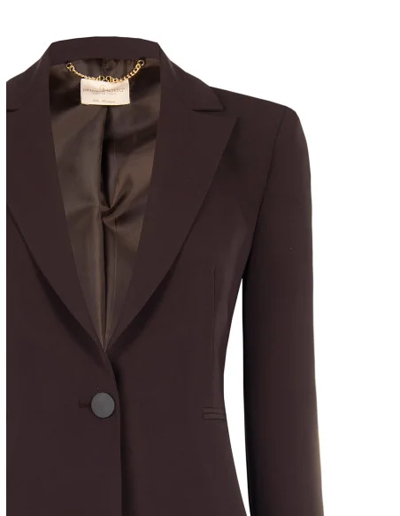 Veste blazer cintrée en tissu Cadi avec bouton ton sur ton en métal « Rinascimento »