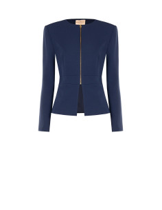 Giacca Corta Sfiancata In Scuba Crepe Con Spalline E Zip Rinascimento