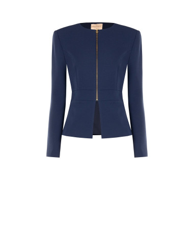 Giacca Corta Sfiancata In Scuba Crepe Con Spalline E Zip Rinascimento
