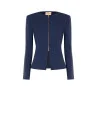 Short, Fitted Scuba Crepe Jacket with Straps and a ‘Rinascimento’ Zip
