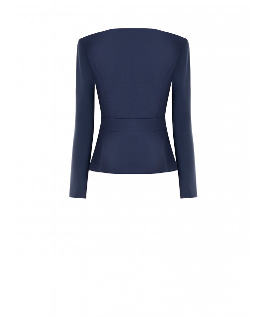 Short, Fitted Scuba Crepe Jacket with Straps and a ‘Rinascimento’ Zip