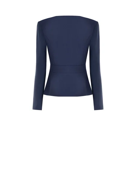 Short, Fitted Scuba Crepe Jacket with Straps and a ‘Rinascimento’ Zip
