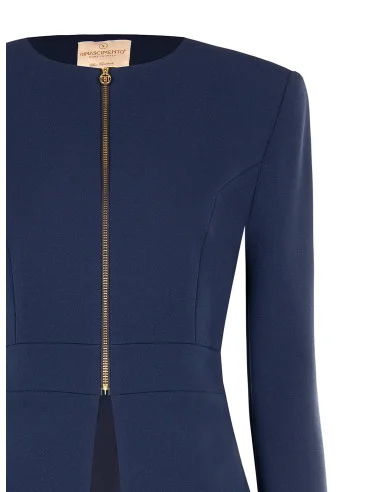 Giacca Corta Sfiancata In Scuba Crepe Con Spalline E Zip Rinascimento