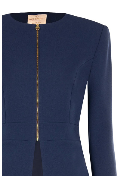 Giacca Corta Sfiancata In Scuba Crepe Con Spalline E Zip Rinascimento
