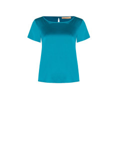 Blusa Fluida In Satin Con Maniche Corte E Scollo Tondo Rinascimento