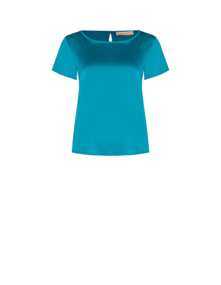 Blusa Fluida In Satin Con Maniche Corte E Scollo Tondo Rinascimento