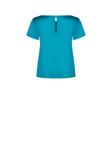Blouse fluide en satin à manches courtes et encolure ronde « Rinascimento »