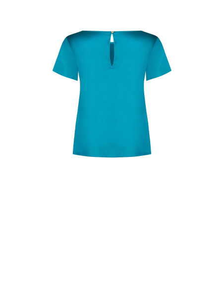 Blouse fluide en satin à manches courtes et encolure ronde « Rinascimento »