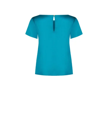 Blouse fluide en satin à manches courtes et encolure ronde « Rinascimento »