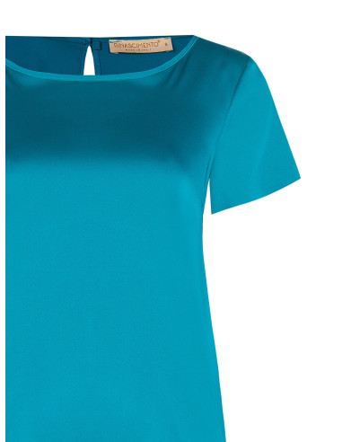 Blusa Fluida In Satin Con Maniche Corte E Scollo Tondo Rinascimento