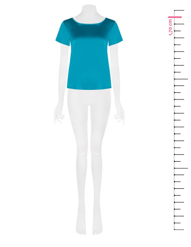 Blusa Fluida In Satin Con Maniche Corte E Scollo Tondo Rinascimento