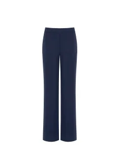 Pantaloni Palazzo In Scuba Crepe Con Zip Laterale Rinascimento