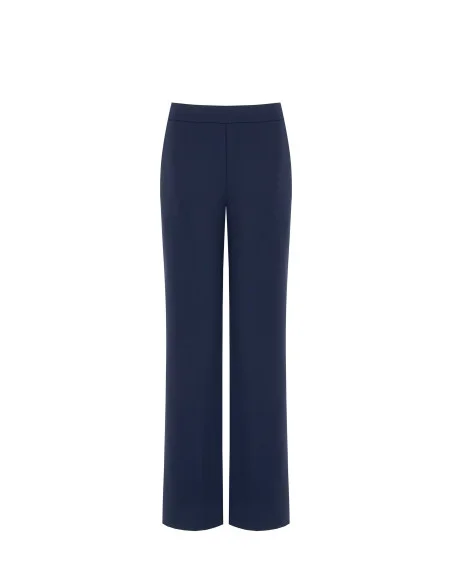 Rinascimento Scuba Crepe Palazzo Trousers with Side Zip