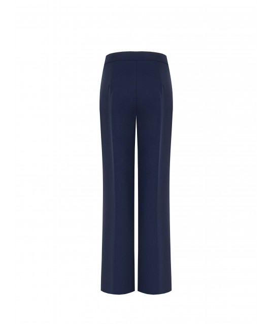 Pantalon palazzo en crêpe scuba avec fermeture éclair latérale « Rinascimento »