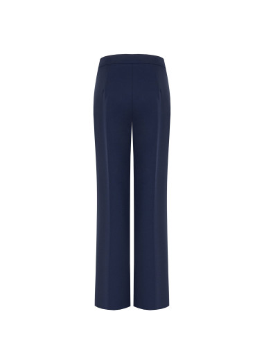 Pantalon palazzo en crêpe scuba avec fermeture éclair latérale « Rinascimento »