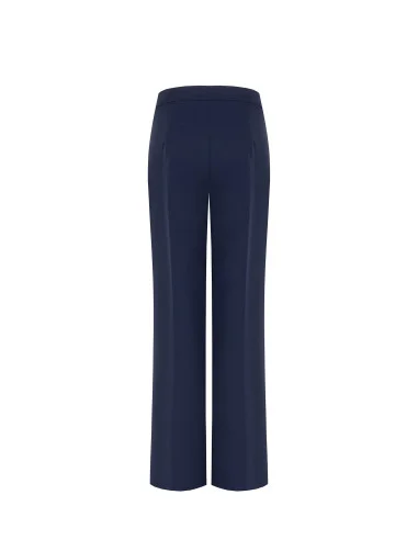Pantalon palazzo en crêpe scuba avec fermeture éclair latérale « Rinascimento »
