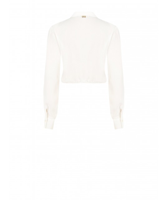 Camicia Crop Fluida In Raso Opaco Con Bottoni A Scomparsa Rinascimento