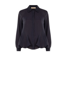 Rinascimento Flowing Lyocell Shirt with Ruffled Hem and Concealed Buttons