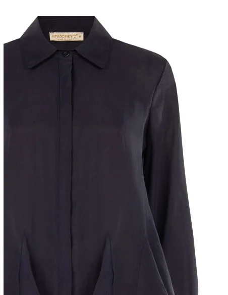 Rinascimento Flowing Lyocell Shirt with Ruffled Hem and Concealed Buttons