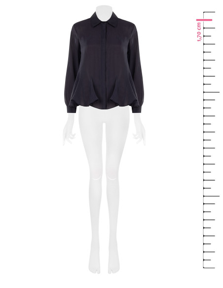 Rinascimento Flowing Lyocell Shirt with Ruffled Hem and Concealed Buttons