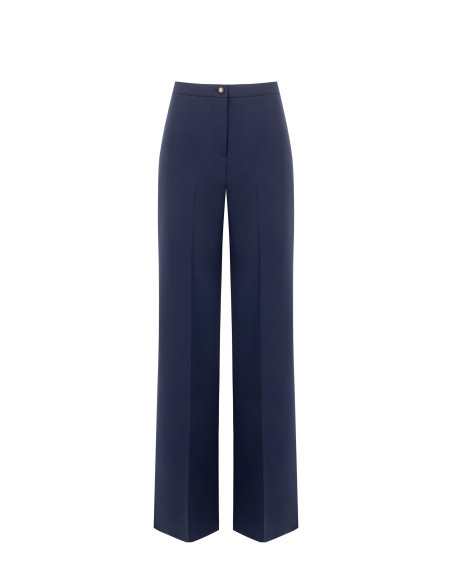 Palazzo Trousers in Technical Fabric with a Rinascimento Logo Button