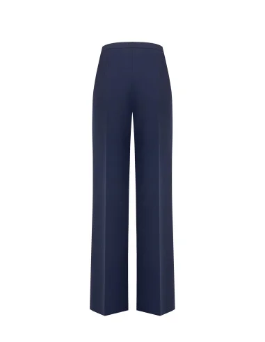 Palazzo Trousers in Technical Fabric with a Rinascimento Logo Button