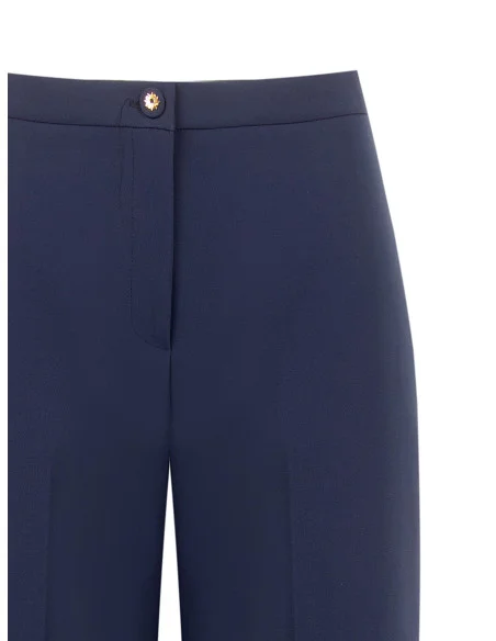 Pantaloni Palazzo In Tessuto Tecnico Con Bottone Logo Rinascimento