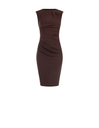Robe fourreau drapée en broderie « Punto Milano Rinascimento »
