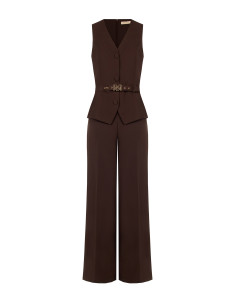 Two-piece-effect Cadi fabric jumpsuit with matching rigid belt and RR Rinascimento logo buckle