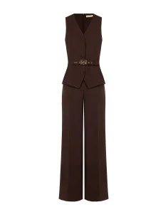 Two-piece-effect Cadi fabric jumpsuit with matching rigid belt and RR Rinascimento logo buckle