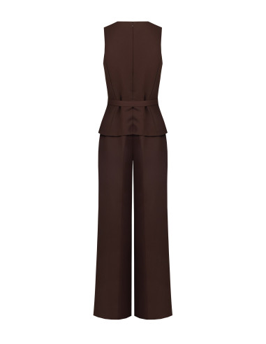 Two-piece-effect Cadi fabric jumpsuit with matching rigid belt and RR Rinascimento logo buckle
