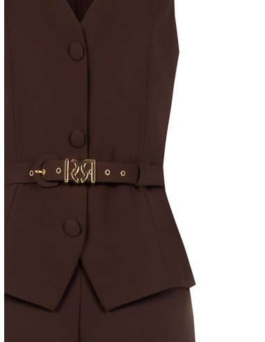 Combinaison en tissu Cadi effet deux pièces, avec ceinture rigide assortie et boucle arborant le logo RR Rinascimento