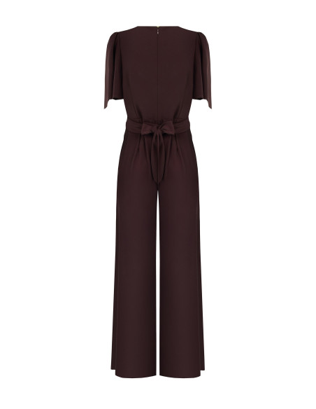 Rinascimento-style Cadi fabric palazzo jumpsuit with a crossover V-neck