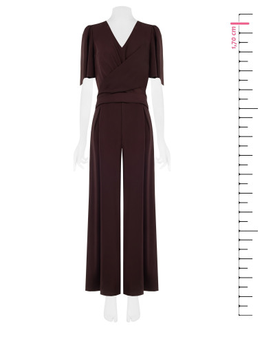 Rinascimento-style Cadi fabric palazzo jumpsuit with a crossover V-neck