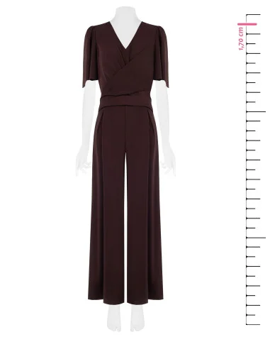 Rinascimento-style Cadi fabric palazzo jumpsuit with a crossover V-neck