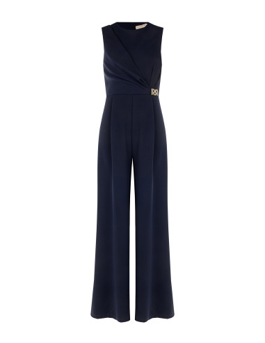 Palazzo-style jumpsuit in Cadi fabric with gold RR metal detailing by Rinascimento