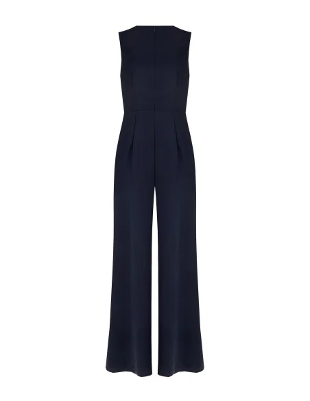 Palazzo-style jumpsuit in Cadi fabric with gold RR metal detailing by Rinascimento