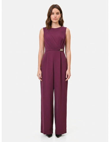 Palazzo-style jumpsuit in Cadi fabric with gold RR metal detailing by Rinascimento