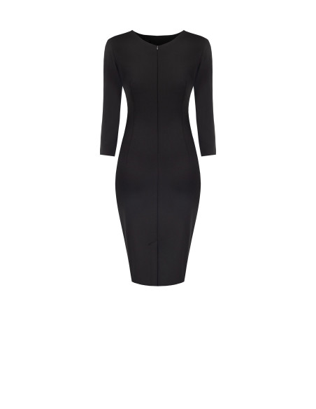 Punto Milano Sheath Dress, Gathered at the Side with 3/4-Length Sleeves – Rinascimento