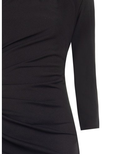 Punto Milano Sheath Dress, Gathered at the Side with 3/4-Length Sleeves – Rinascimento