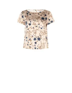 Loose-fitting, flowing Rinascimento floral satin blouse